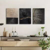 3pcs Luxury Black & Golden Wood Grain Canvas Framed 40x60cm - High Quality Print 100% Australian Made Wall Canvas Ready to Hang - Image 3