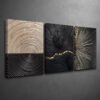 3pcs Luxury Black & Golden Wood Grain Canvas Framed 40x60cm - High Quality Print 100% Australian Made Wall Canvas Ready to Hang - Image 2