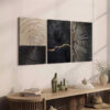 3pcs Luxury Black & Golden Wood Grain Canvas Framed 40x60cm - High Quality Print 100% Australian Made Wall Canvas Ready to Hang