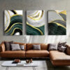 3pcs Gold Green Marble Line Canvas Framed 40x60cm - High Quality Print 100% Australian Made Wall Canvas Ready to Hang - Image 3