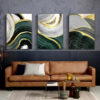 3pcs Gold Green Marble Line Canvas Framed 40x60cm - High Quality Print 100% Australian Made Wall Canvas Ready to Hang - Image 2