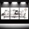 3pcs Black & White Cats In Sofa Canvas Framed 40x60cm - High Quality Print 100% Australian Made Wall Canvas Ready to Hang - Image 2