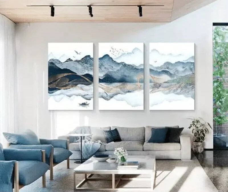 3pcs Abstract Watercolor Canvas Framed 40x60cm – High Quality Print 100% Australian Made Wall Canvas Ready to Hang