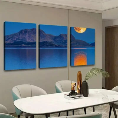 3pcs Moon on the Sea Canvas Framed 40x60cm - High Quality Print 100% Australian Made Wall Canvas Ready to Hang