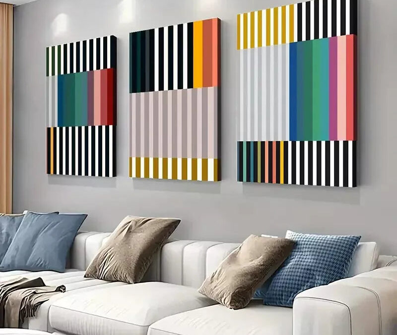3pcs Abstract Geometric Set Canvas Framed 40x60cm – High Quality Print 100% Australian Made Wall Canvas Ready to Hang