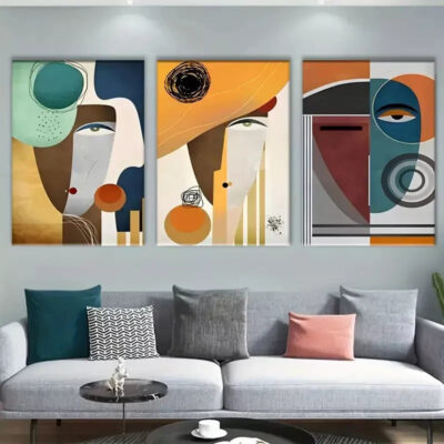3pcs Picasso-Inspired Abstract Modern Canvas Framed 40x60cm - High Quality Print 100% Australian Made Wall Canvas Ready to Hang