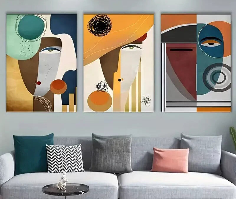 3pcs Picasso-Inspired Abstract Modern Canvas Framed 40x60cm – High Quality Print 100% Australian Made Wall Canvas Ready to Hang