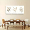 3pcs Boho Botanical with Vintage Green Leaves Canvas Framed 40x60cm - High Quality Print 100% Australian Made Wall Canvas Ready to Hang - Image 2