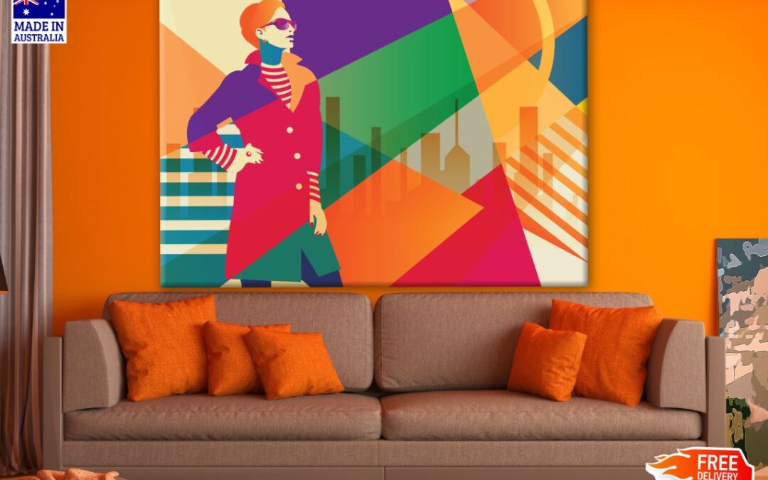 Fashion Lady & Abstract Background Art Print 100% Australian Made