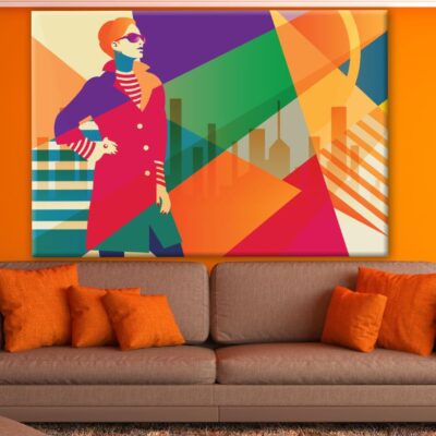 Fashion Lady & Abstract Background Art Print 100% Australian Made