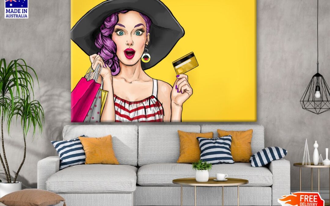 Fashion Lady with a Card Art Print 100% Australian Made