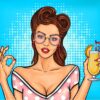 Lady with a Juice Glass Art Print 100% Australian Made - Image 2