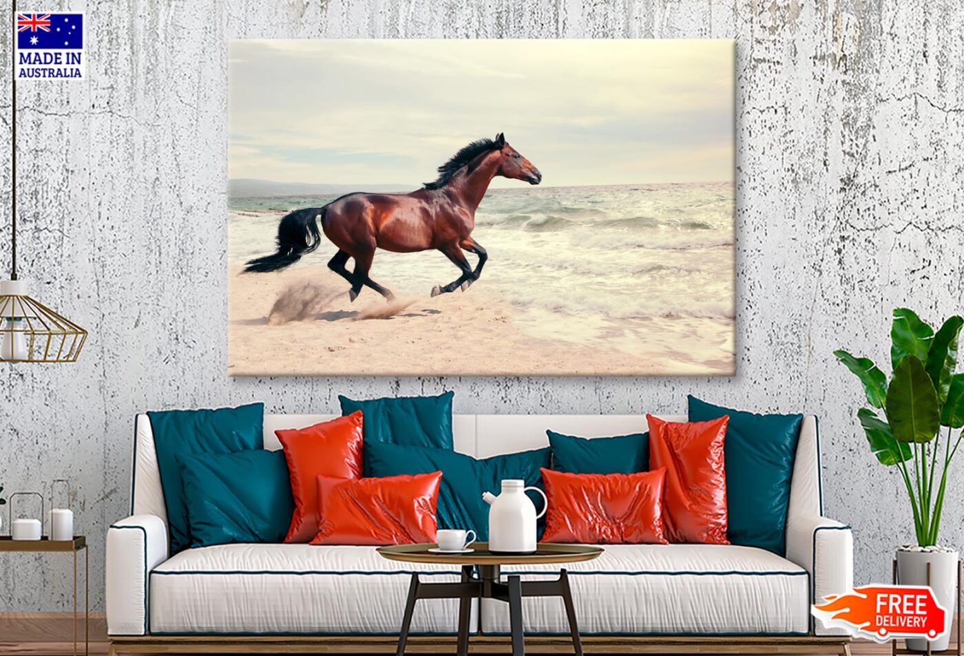 Wonderful Marine Landscape with Beautiful Bay Horse Wall Art Decor 100% Australian Made - Image 2