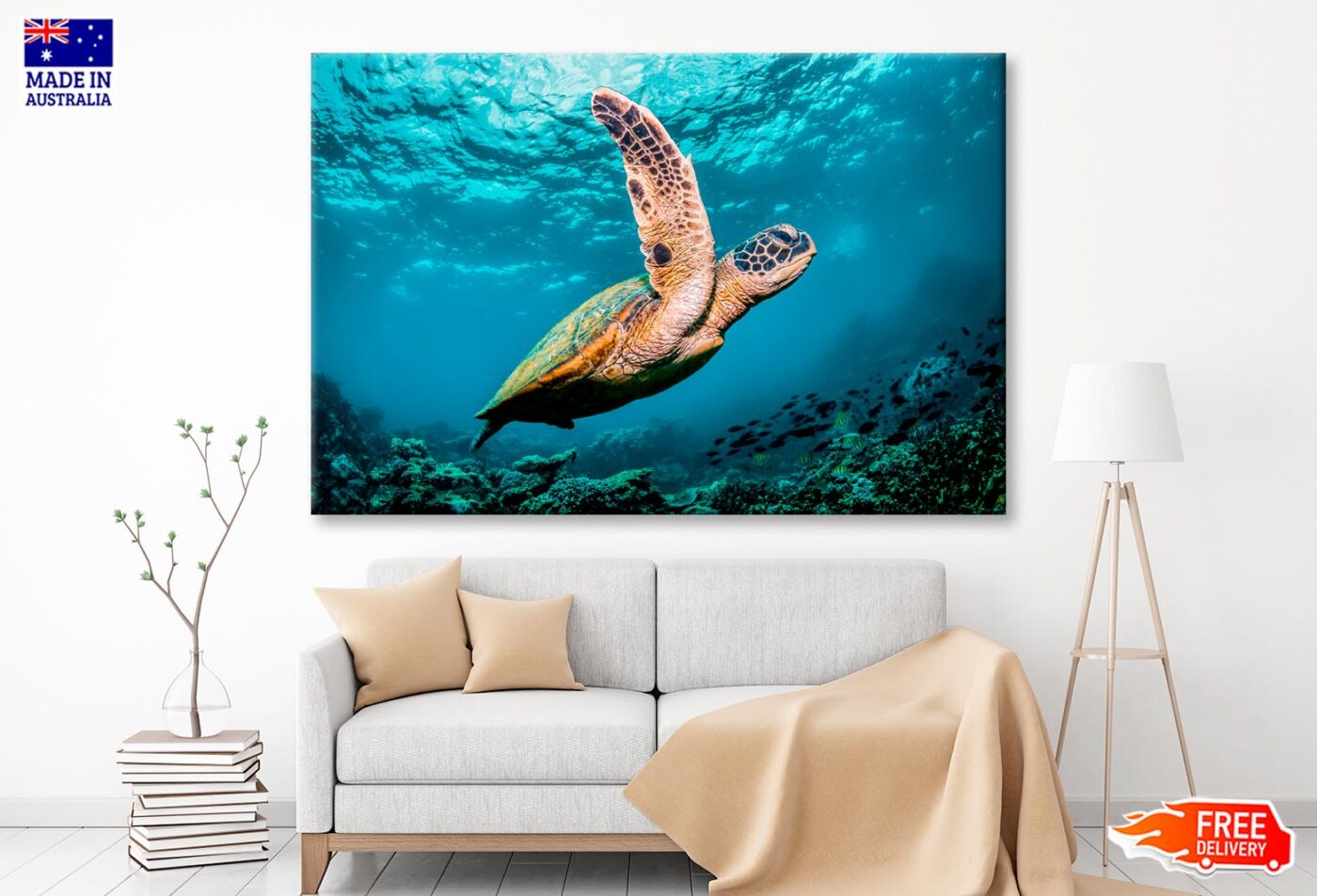 Graceful Swimming Sea Turtle Wall Art Decor 100% Australian Made - Image 2