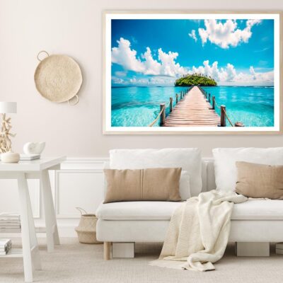 Beautiful Beach with A Wooden Walkway Home Decor Premium Quality Poster Print Choose Your Sizes
