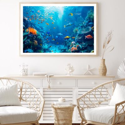 Underwater Scene Showcasing a Diverse Coral Reef Home Decor Premium Quality Poster Print Choose Your Sizes
