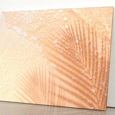 Shadow Of Coconut Leaf on Clean Sand Beach Acrylic Glass Print Tempered Glass Wall Art 100% Made in Australia Ready to Hang