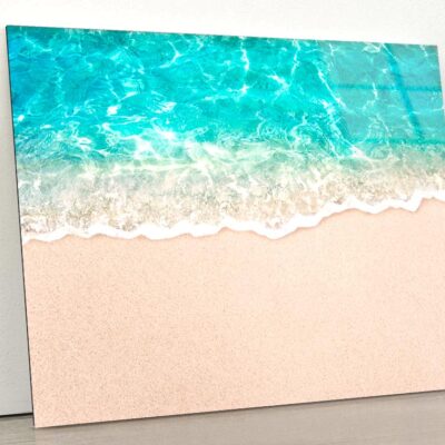 Soft Blue Ocean Wave or Clear Sea on Clean Sandy Beach Acrylic Glass Print Tempered Glass Wall Art 100% Made in Australia Ready to Hang