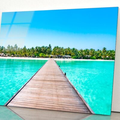 Overwater Bridge in The Indian Ocean Acrylic Glass Print Tempered Glass Wall Art 100% Made in Australia Ready to Hang