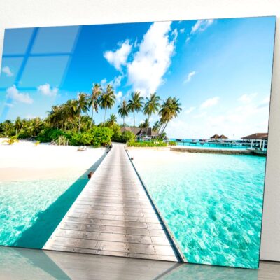 Tropical Island with Beautiful Beach Acrylic Glass Print Tempered Glass Wall Art 100% Made in Australia Ready to Hang