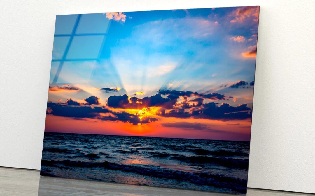 Nice Scene with Sunset Sky Over Sea Acrylic Glass Print Tempered Glass Wall Art 100% Made in Australia Ready to Hang