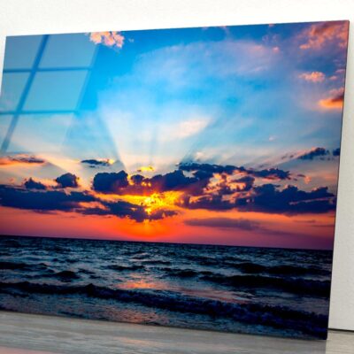 Nice Scene with Sunset Sky Over Sea Acrylic Glass Print Tempered Glass Wall Art 100% Made in Australia Ready to Hang