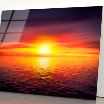 Sunset Sky at The Ocean Background Acrylic Glass Print Tempered Glass Wall Art 100% Made in Australia Ready to Hang