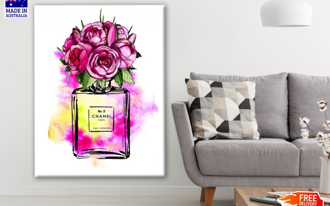 Perfume Bottle & Flowers Watercolor Painting Print 100% Australian Made