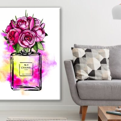 Perfume Bottle & Flowers Watercolor Painting Print 100% Australian Made
