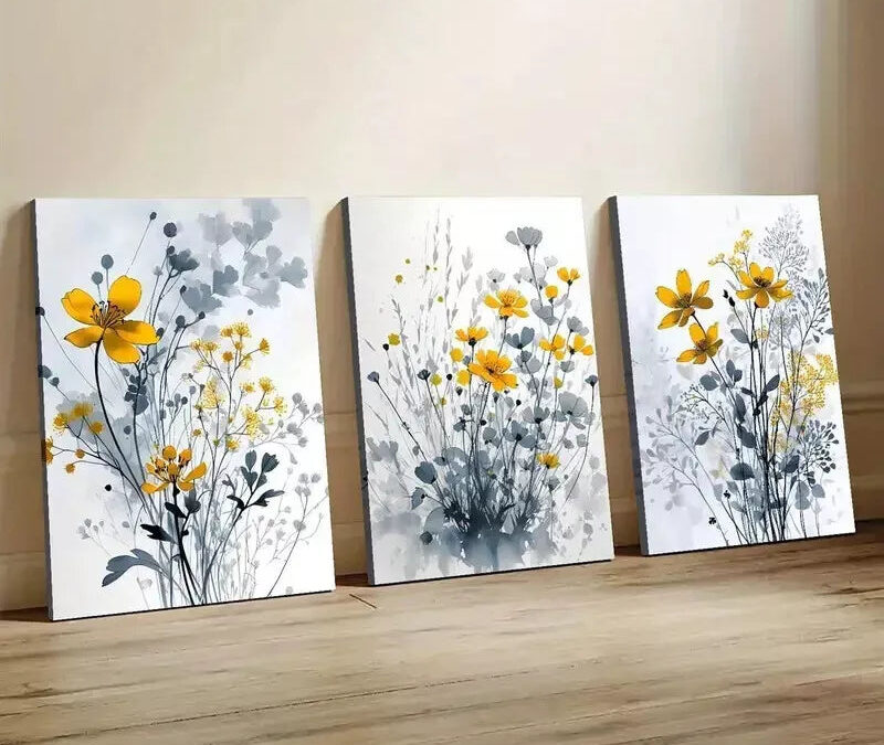 3pcs Floral Art Canvas Framed 40x60cm – High Quality Print 100% Australian Made Wall Canvas Ready to Hang