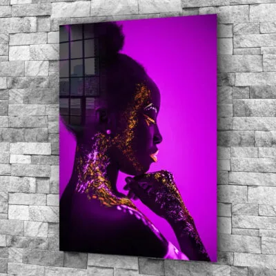 Elegant Neon Woman Print Tempered Glass Wall Art 100% Made in Australia Ready to Hang