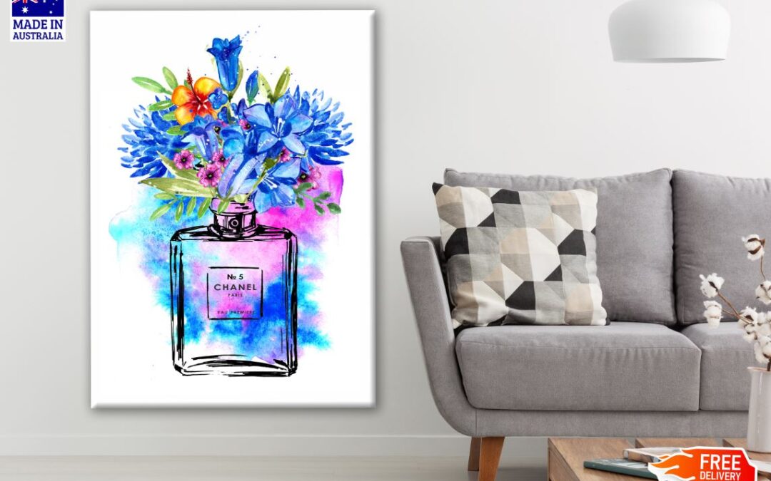 Perfume Bottle & Flowers Watercolor Painting Print 100% Australian Made