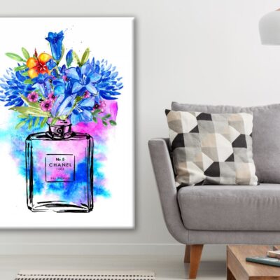 Perfume Bottle & Flowers Watercolor Painting Print 100% Australian Made