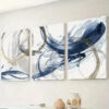 3pcs Abstract Blue Texture Wall Art Set Canvas Framed 40x60cm - High Quality Print 100% Australian Made Wall Canvas Ready to Hang - Image 3