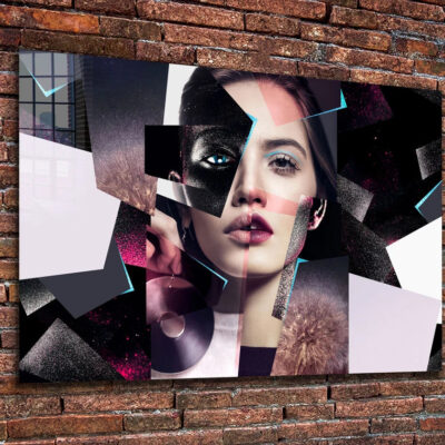 Abstract Woman Collage Print Tempered Glass Wall Art 100% Made in Australia Ready to Hang
