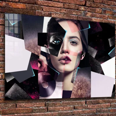 Abstract Woman Collage Print Tempered Glass Wall Art 100% Made in Australia Ready to Hang