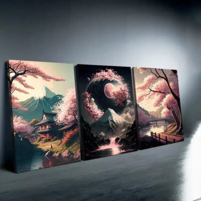 3pcs Sakura Canvas Framed 40x60cm - High Quality Print 100% Australian Made Wall Canvas Ready to Hang