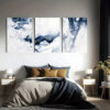 3pcs Wavy Blue Abstract Ocean Waves Canvas Framed 40x60cm - High Quality Print 100% Australian Made Wall Canvas Ready to Hang - Image 2