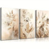 3pcs Neutral Flowers Wildflowers Flowers Plants Canvas Framed 40x60cm - High Quality Print 100% Australian Made Wall Canvas Ready to Hang - Image 3