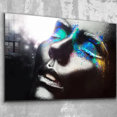 Colorful Woman Abstract Print Tempered Glass Wall Art 100% Made in Australia Ready to Hang