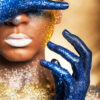 Colourful Blue Gold Makeup Girl Portrait Print 100% Australian Made - Image 2