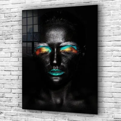 Black Woman Abstract Print Tempered Glass Wall Art 100% Made in Australia Ready to Hang