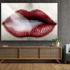 Smoke Red Lips Closeup Print Tempered Glass Wall Art 100% Made in Australia Ready to Hang - Image 3