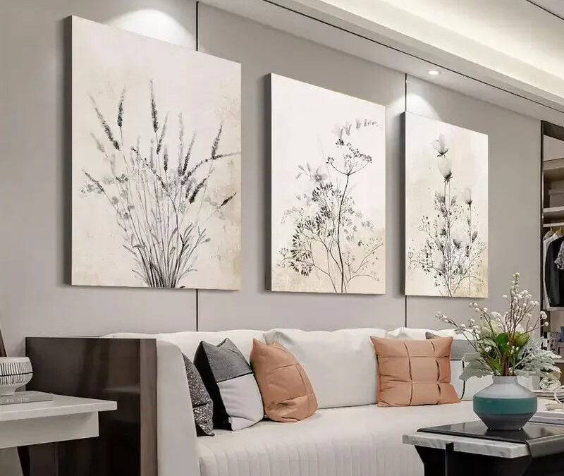 3pcs Floral & Ink Plant Canvas Framed 40x60cm – High Quality Print 100% Australian Made Wall Canvas Ready to Hang