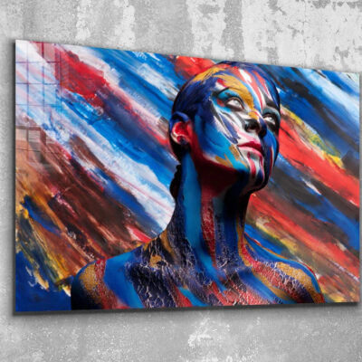 Abstract Painted Woman Print Tempered Glass Wall Art 100% Made in Australia Ready to Hang