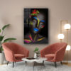 Colorful Woman Abstract Print Tempered Glass Wall Art 100% Made in Australia Ready to Hang - Image 2