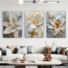 3pcs Scandinavian Floral Wall Art Set - Modern Abstract Canvas Framed 40x60cm - High Quality Print 100% Australian Made Wall Canvas Ready to Hang - Image 2