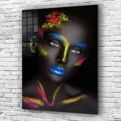 Colorful Woman Abstract Print Tempered Glass Wall Art 100% Made in Australia Ready to Hang