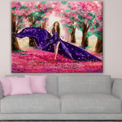 Fashion Lady with Floral Background Print 100% Australian Mad