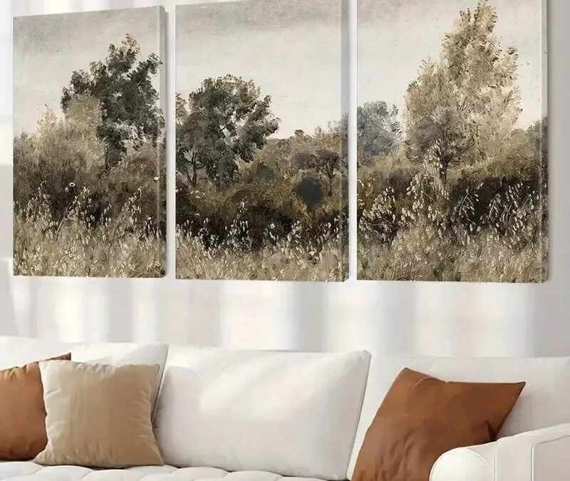 3pcs Framed Landscape Wall Art Set – Modern Brown Tree Canvas Framed 40x60cm – High Quality Print 100% Australian Made Wall Canvas Ready to Hang